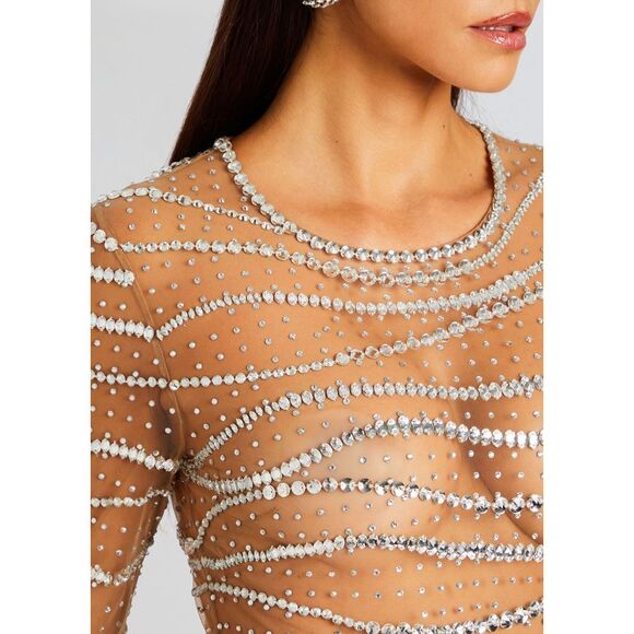 Retrofete Raes Sheer Embellished Long Sleeve Size Small - Picture 7 of 17